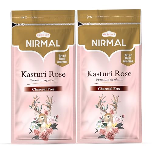 Shubhkart Nirmal Kasturi Rose Premium Agarbatti for Puja & Meditation Agarbatti Zipper - Long Sticks| Charcoal Free (Combo of 2)|Premium Dual Aroma|Kasturi and Rose Fragrance (150gm x 2) (B0CSWQH3X4) Amazon Price History, Amazon Price Tracker