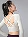 Women's Backless Hollowed Out Chest Cushion Quick Drying Breathable Long Sleeved Yoga Top (Ivory White, S)