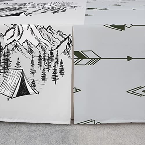 Erosebridal Hunting Deer Bedskirt King Bed, Rustic Camping Bed Skirt For Kids Teens Adult Bedroom, Buffalo Plaid Patchwork Bed Skirts Lodge Woodland Wildlife Bedding With 2 Pillow Cases, Gray White #TOP3