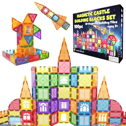 Desire Deluxe Jeux de Construction Magnétiques – 100 PCS Tuiles et Blocs Magnétiques Enfants, Jouet Éducatif STEM 3+ Ans, Sets Créatifs pour Construire, Apprentissage Formes & Couleurs