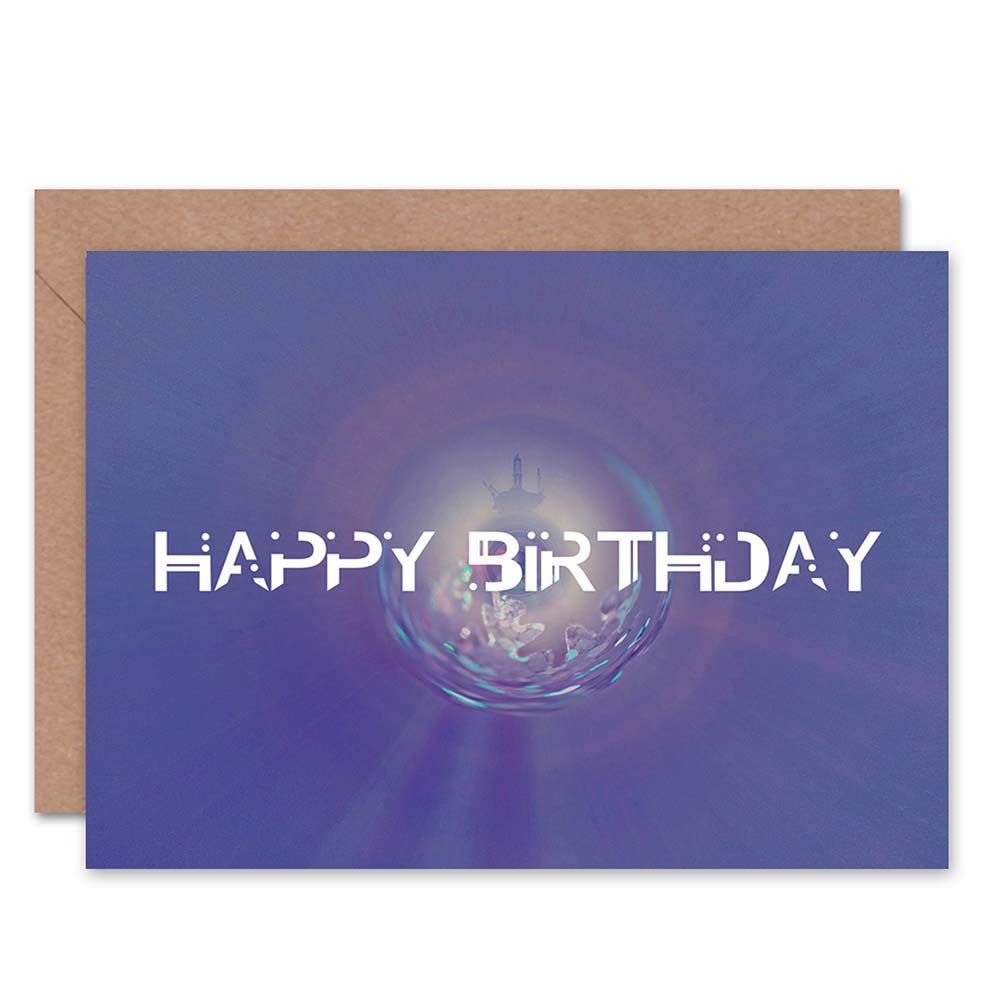 Wee Blue Coo CARD GREETING HAPPY BIRTHDAY LITTLE PLANET OIL RIG
