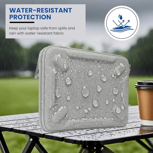Image of Dyazo 14.1 Inch Hard Shell Laptop Sleeve Case | Zip Closure & Water Resistant EVA Protective Cover with Handle Strap | Compatible for MacBook, Dell, HP, Lenovo, MSI, ASUS & 14 inch Laptops (Grey)