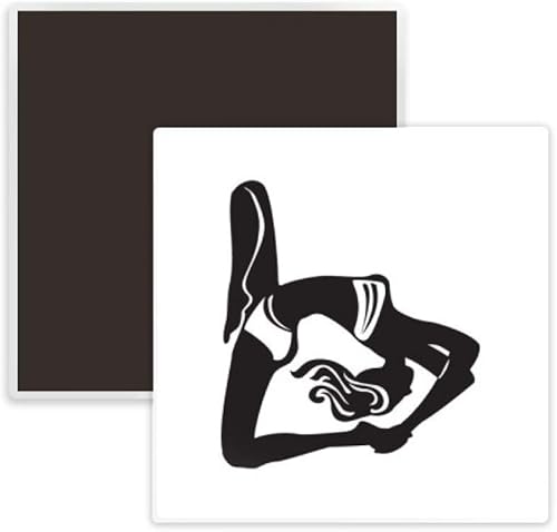 Yoga Girl Stretch Keep Healthy Sports Square Ceramics Fridge Magnet Keepsake Memento