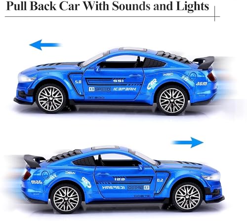 Image of SPITEN Mustang GT500 1:32 Scale Model Car Exclusive Alloy Metal Pull Back Die-cast Car Diecast Metal Pullback Toy car with Openable Doors & Light Music Best Gifts Toys Kids【Colors as Per Stock】