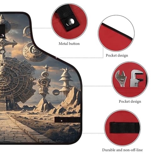 Delantal de trabajo unisex ajustable con diseño maya miniatura 3