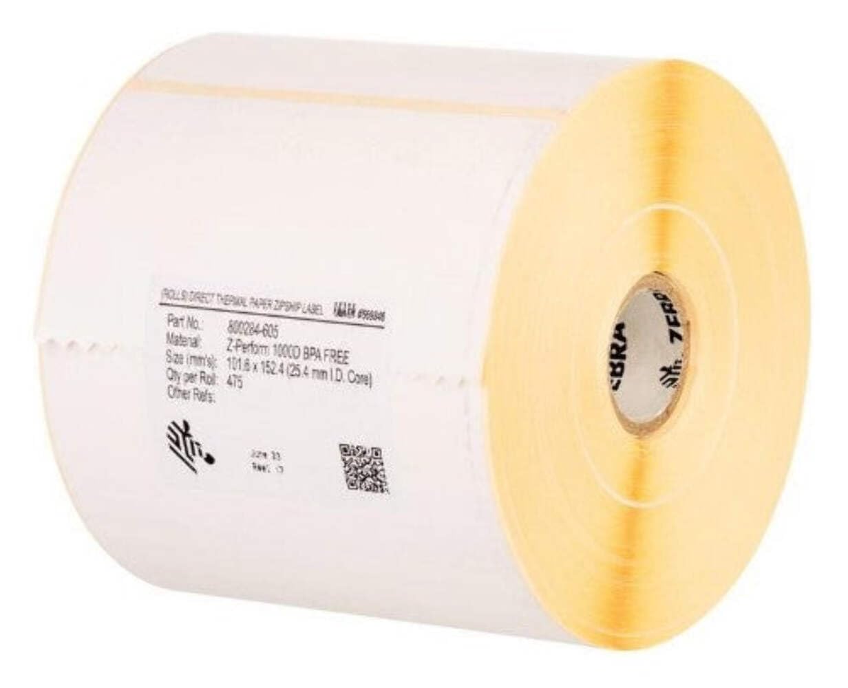 Zebra z-perform 1000T – étiquettes d'imprimante (Blanc, transfert thermique, papier, 101.6 x 76.2, 4 pièce (s))