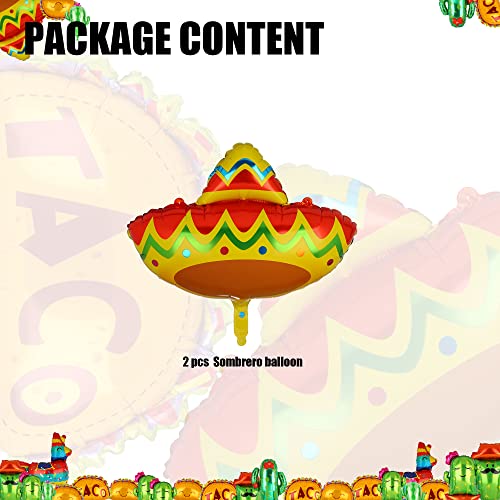 Fiesta Sombrero Balloon Mexican Cinco De Mayo Theme Foil Mylar Balloons Birthday Baby Shower Taco Night Party Decor Supplies 2 Pcs #TOP1