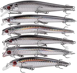 SHADDOCK 6pcs Topwater Fishing Lure Kit Big Plugs Popper Minnow Crankbait Artificial Hard Bait Sinking Lures with Treble Hooks Fishing Tackle for Pike Trout Walleye Bass