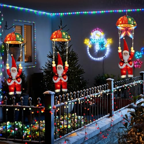 Guirlande lumineuse LED parachute Père Noël Auting blanc chaud 8 modes