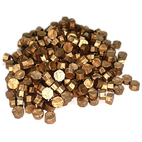 Chedin - Lot de 500 cachets de cire octogonaux - Pour vernis à cacheter vintage et lettre, invitations, cartes, paquet cadeau (bronze antique, 500)