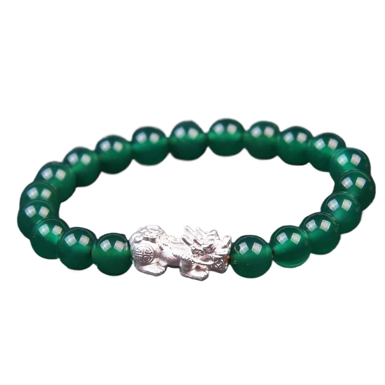 Nzpost Women's Green Crystal Bracelet,Agate Bracelet, Wealth Bracelet Sterling Silver Bracelet Pixiu Bracelet For
