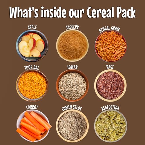Image of BE'BE' BURP - Cereals | Mix Porridge Finger Millet Porridge with Apple & Carrot | No Sugar No Salt | No Artificial Preservatives & Flavours | Real Fruits & Vegetables | 200gm