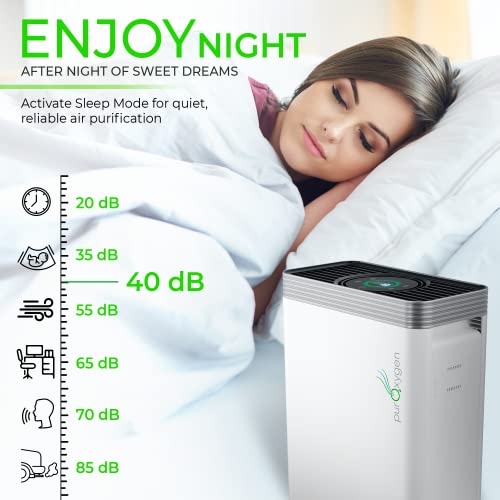 Puro²Xygen P500I - Air Purifier With H13 Hepa Filter - Up To 1650 Sq Ft Large Room Air Purifier For Home - Air Cleaner For Pet Dander, Dust And Indoor Pollutants- Wifi Control, Child Lock #TOP6