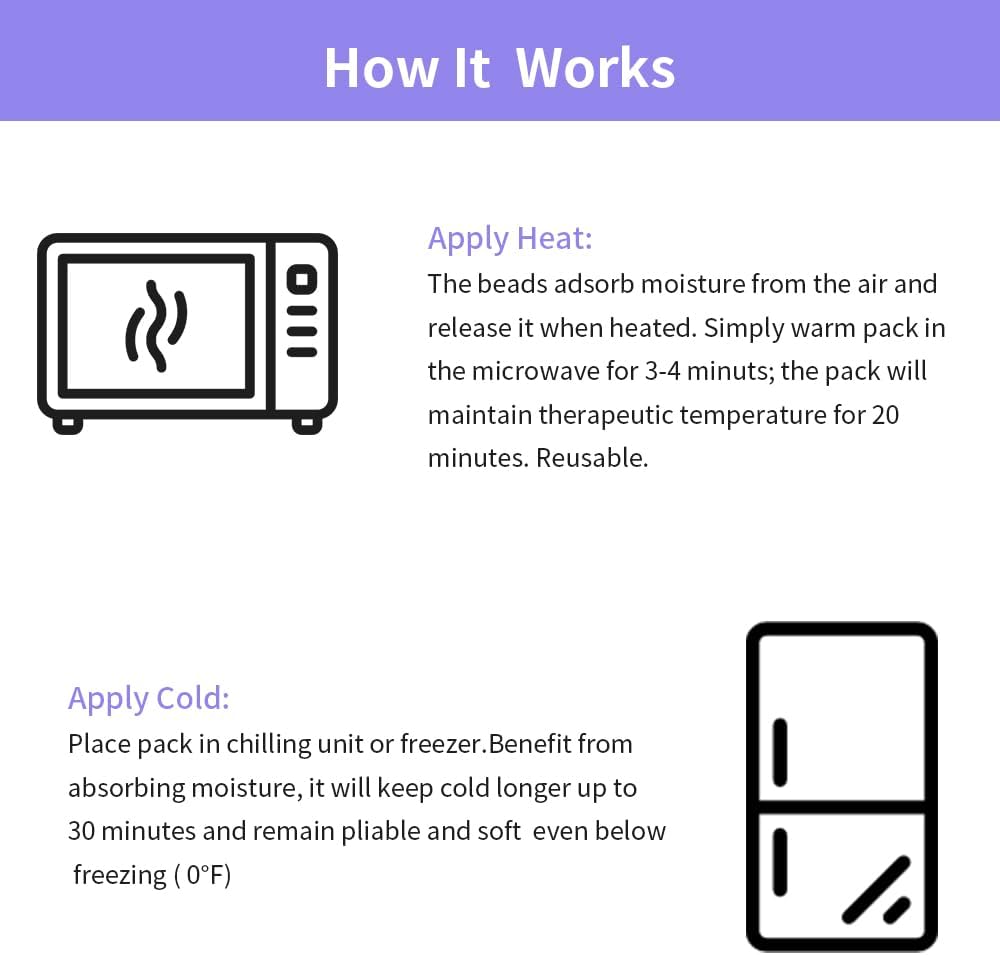 UNI-GO Silica Beads Microwave Heating Pad for Hot Compress and Cold Compress, No Smell, Reusable Microwavable Heating Pad for Back, Neck, Shoulder, Leg, Muscle Ache & Cramps. (Violet-7"x21")