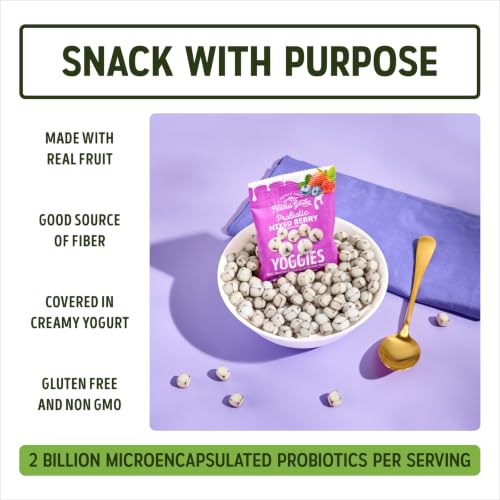 Image of Nature's Garden Probiotic Mixed Berry Yoggies, 21oz (30 x 0.7oz) - Yogurt Covered Fruit Snack, High Fiber, Real Fruit Pieces, Fruit Snack Packs for Adults & Kids