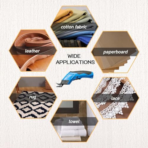 Image of HELLARO Electric Cloth Cutting Scissors - Cordless Fabric Cutter Machine for Craft and Tailoring, Kaichi Scissors for Leather, Rechargeable Battery Operated