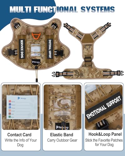Image of PETNANNY Tactical Dog Harness Reflective with ID Card,Service Dog Vest Harness for Medium Large Dogs,Emotional Support Vest with Padded Handle,2 Reflective Patches for Training Hunting(Desert Camo,M)