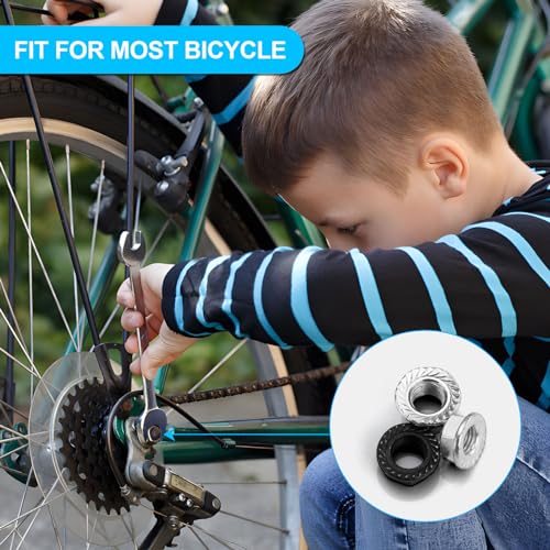 image for Syocsek 24PCS Bike Nuts and Safety Washers, M8 M9.5 M10 Bicycle Axle N