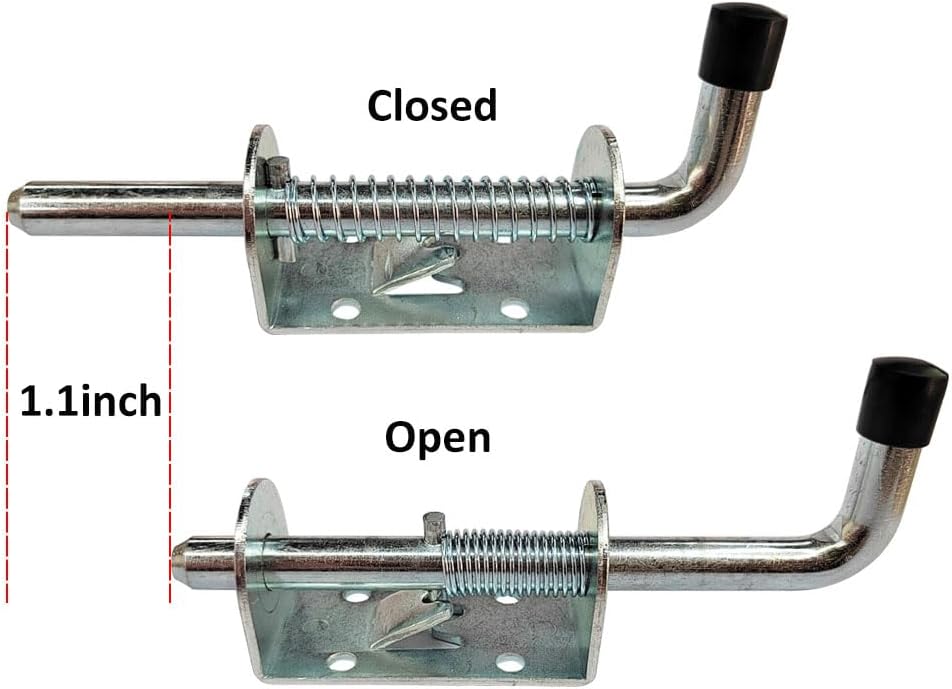 5inch Spring Loaded Gate Latch Pin Zinc Plated Steel Barrel Bolt Door Lock 2mm Thickness No Screws 4Pack