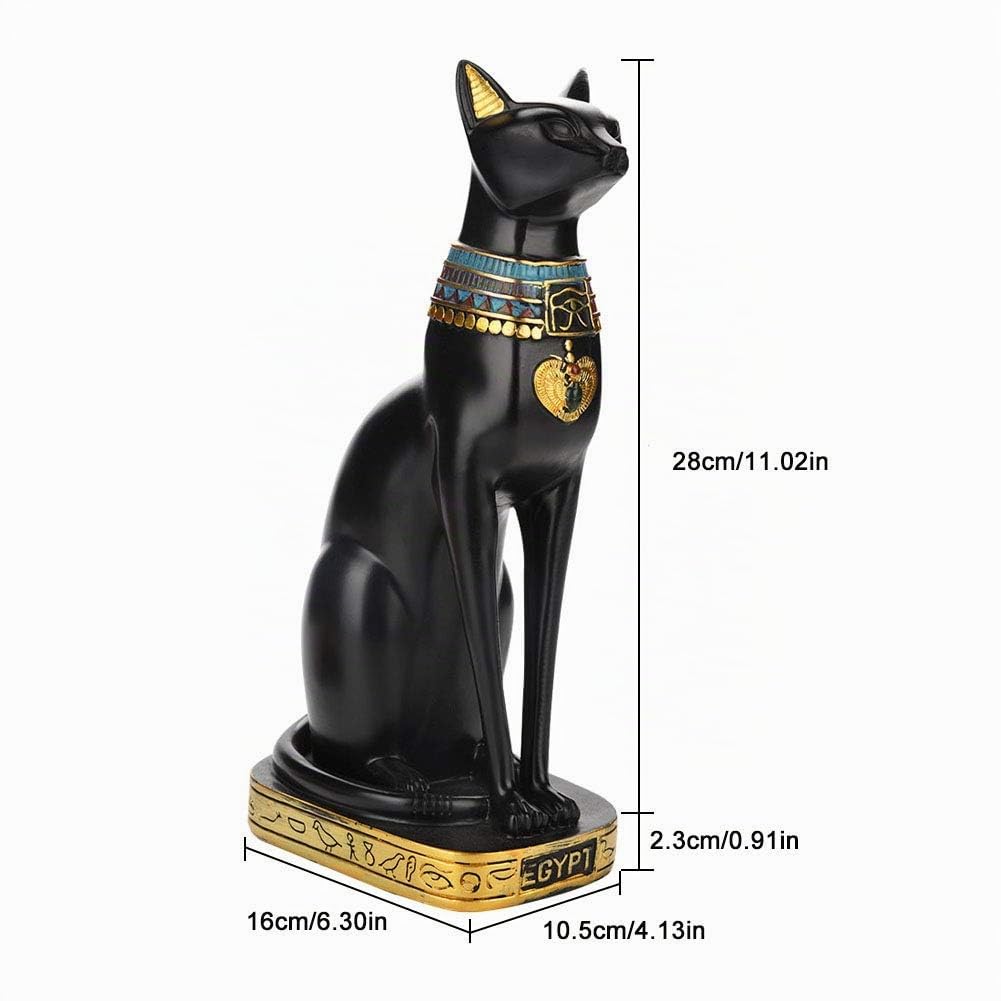 Statuette Chat Egyptien, 28cm Chat Statue, Figurine Chats égyptien Noir, Statues Decoration Interieur, Cadeau égypte, Cadeaux d'artisanat de Ornament pour la Maison de Bureau, de Jardin(M)