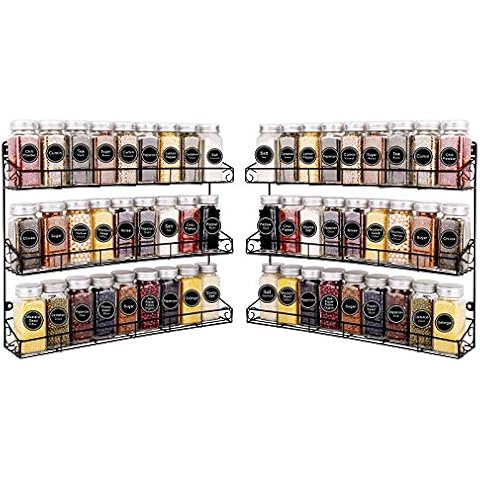 SWOMMOLY 2 Pack Wall Mount Spice Racks, 3-Tier Storage Shelf Organizer, Black, Large Cover