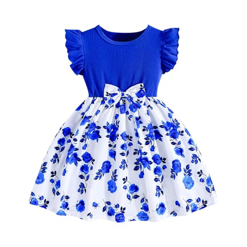 KQIVAM Mädchen Kleid Sommer Bekleidungssets Ärmellos T-Shirt mit...