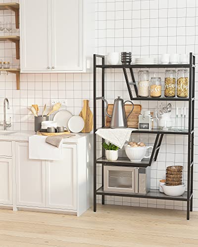 Teraves 5-Tier Adjustable Bookshelf Wood Bookcase With Metal Frame Book Shelf Organizer For Living Room/Bedroom/Study Room,46 Variants #TOP1