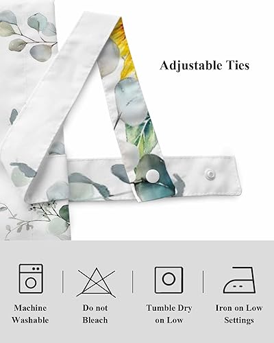 Miniatura 5 de Cortinas florales pequeñas para ventana de baño y cocina, 1 paquete de cortinas aislantes térmicas con lazos de 60 x 18 pulgadas, girasoles, abejas,