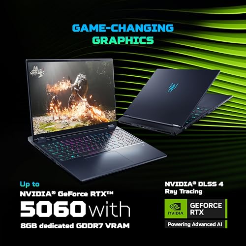 Image of acer Predator Helios Neo16S AI, Intel Ultra 7 255HX Processor,RTX 5060-8 GB GDDR7,16 GB /1 TB, WQXGA OLED, 16.0 inch /40.64 cm, 240Hz, Win 11 Home,Abyssal Black,2.3 kg,PHN16S-71,RGB KB,Gaming Laptop
