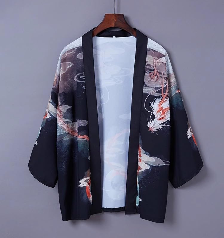 Image of LAI MENG FIVE CATS Women's Floral Print Loose Blouse Japanese Kimono Tops | Puff Sleeve,Cover up Top,Casual Cute Tops,Summer Cardigans 2026