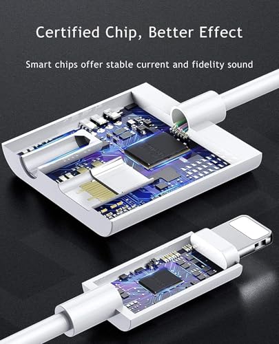 Image of Sounce 2-in-1 8 Pin to 3.5mm Audio & Charging Splitter - Dual Port Adapter Cable for Music, Power, Headsets, Speakers & More - White