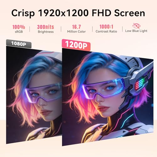 Image of Portable Monitor 16 inch 1200P FHD Laptop Screen Extender, Horizontal Vertical Monitors with External Speakers, 100% sRGB Plug & Play Computer Gaming Travel Second Screen for Wins Mac Phone PS5 Xbox