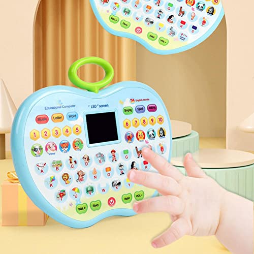 Image of VGRASSP Apple Shape Educational Mini Computer Laptop Toy for Kids LED Display and Fun Music for Learning Alphabets Numbers Words and Animals (Pink)