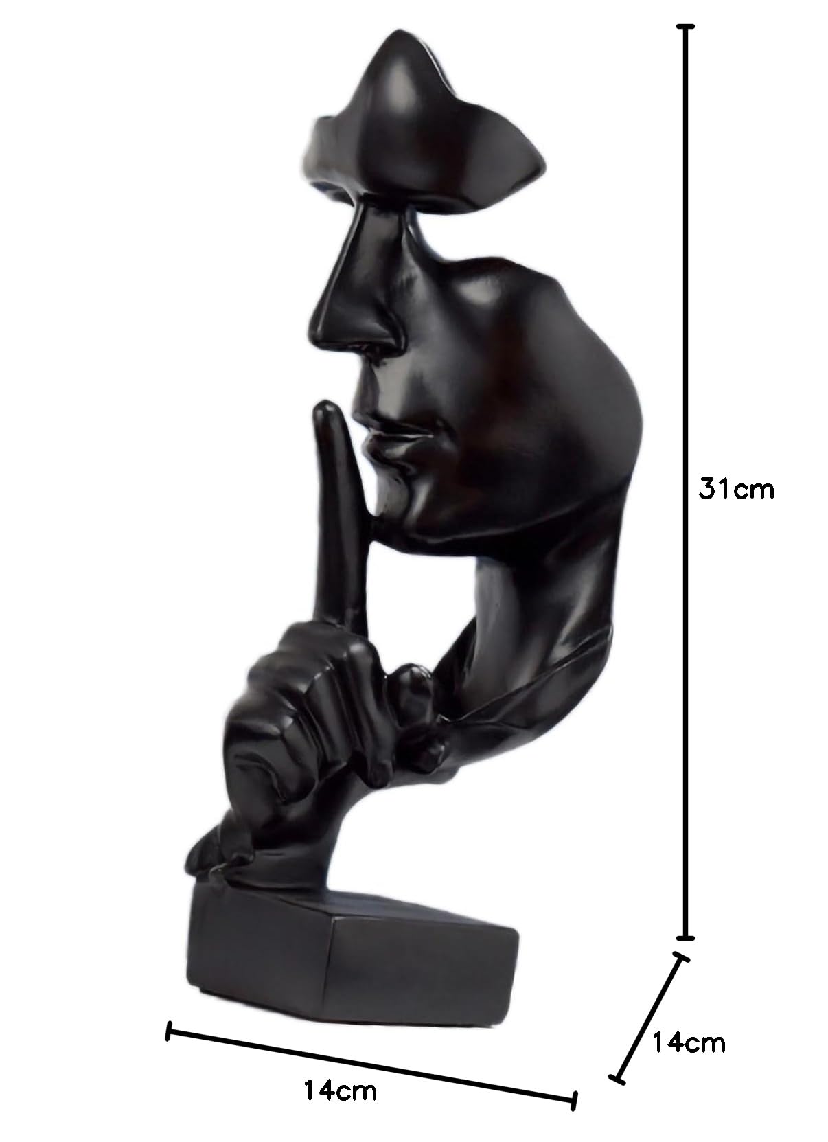 Statua Myśliciela Figurka sztuki abstrakcyjnej Cisza to złota rzeźba dekoracyjna do biblioteki domowego biura Żywica syntetyczna Kompaktowy rozmiar (Czarny)