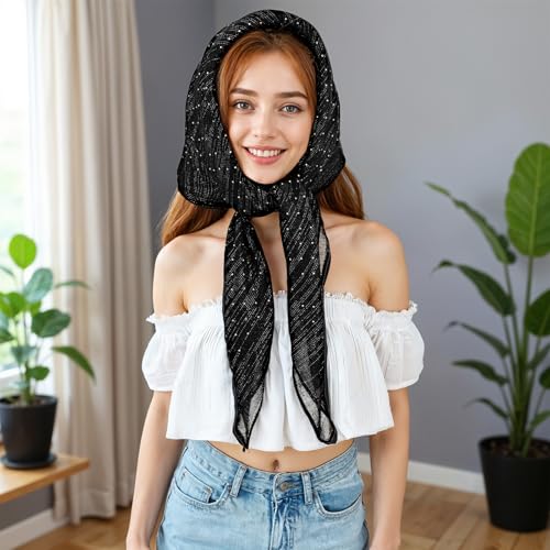 Fashion Head Scarf for Women Hair,31inch Square Bandana Lightweight Neck Tie Head Scarves for Sleeping Versatile Hair Wrap Accessory2