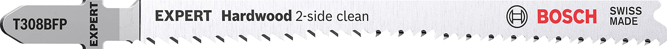 Bosch Professional 3x Hojas de sierra de calar Expert ‘Hardwood 2-side clean’ T 308 BFP (Espacio entre dientes 2 mm, accesorios Sierra de calar), 3 Unidades, Madera dura - Corte curvo