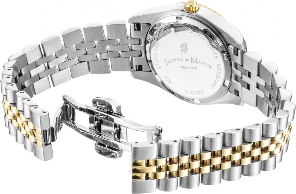 Jacques Du Manoir Inspiration damski zegarek na rękę, stal nierdzewna, 31 mm, bransoletka ze stali nierdzewnej, kolor: złoty/srebrny, 5 bar, cyferblat: niebieski, JWL03102