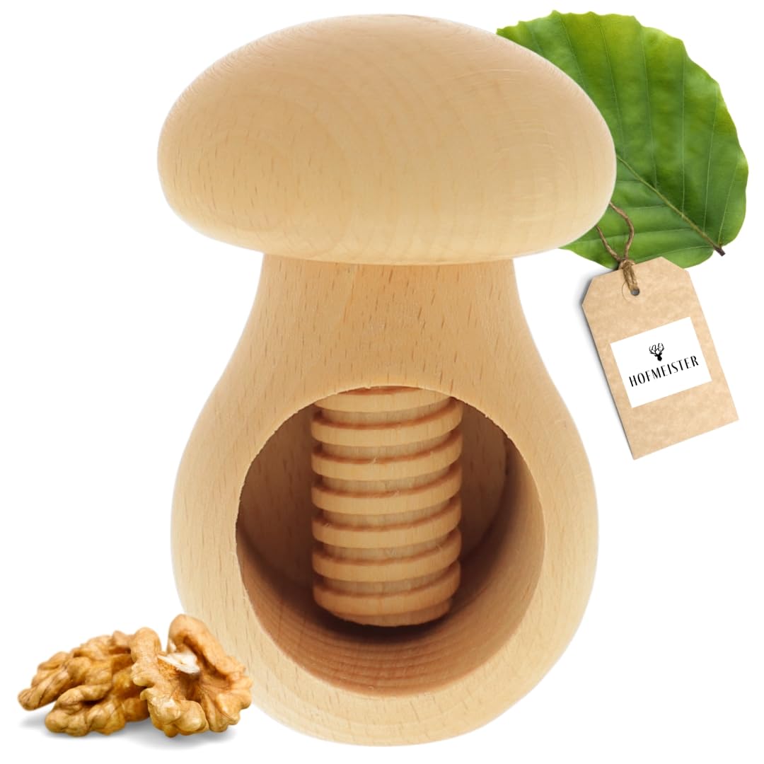 Schiaccianoci A Fungo In Legno Di Faggio - Set 2 Pezzi Marrone E Rosso