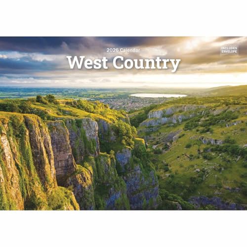 Carousel Worldwide West Country 2026 A5 Wall Calendar – Scenic Coastal & Countryside Photography, Monthly Planner, 12-Month Organiser for Home or Office
