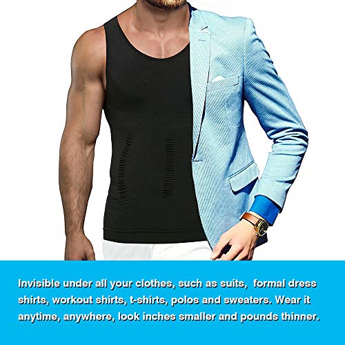 KOCLES Mens Compression Tank Top Slimming Body Shaper Vest Shirts Abs Slim Gym4
