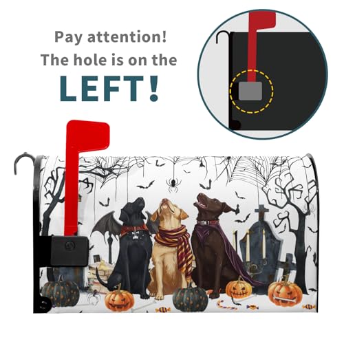 Image of 25.5 inchx21 inch Halloween Dogs Magnetic Mailbox Cover Spooky Pumpkins Tombstone Spider Web Bats Waterproof Mailbox Wrap Letter Post Cover Large Size for Garden Yard Outside Holiday Decor