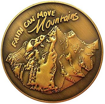 Faith Can Move Mountains Challenge Coin, Antique Gold-Color Plated, Ask and It Shall Be Given to You Coin