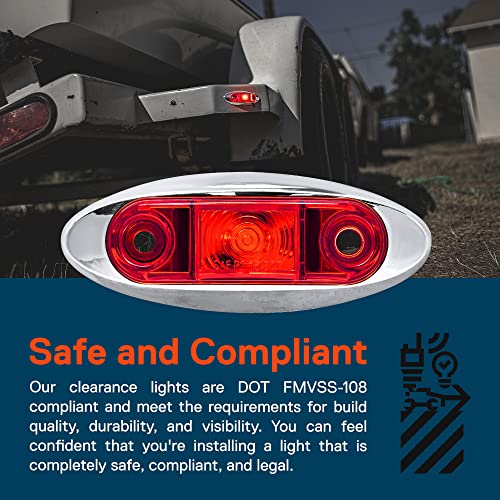 4Pc 2.5" Amber + Red Led Trailer Marker Light W/Chrome Bezel [Dot Fmvss 108] [Sae P2] [Surface Mount] [Waterproof Ip67] Clearance Side Marker Lights For Trailer Truck #TOP5