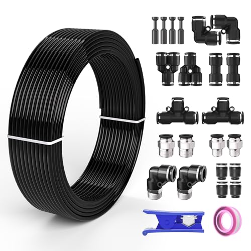 CNZG PNEU 1/2 OD Inch Air Line Hose Tubing Kit Poly Airline Black