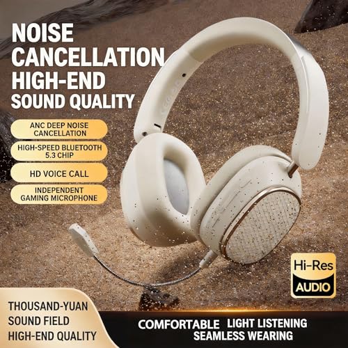 Image of Wireless Bluetooth Headphones with Active Noise Cancelling (Up to 48dB),60H Playtime,Hi-Res Audio,40mm Drivers,Spatial Sound,Foldable,Detachable Mic(Wired /Wireless Use),M12 Khaki.