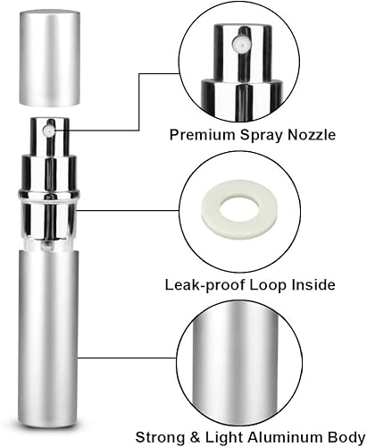 Miniatura 3 de Botellas atomizadoras de perfume de viaje recargables, 3 botellas de spray portátiles de 0.2 fl oz, botellas de aerosol recargables para después del