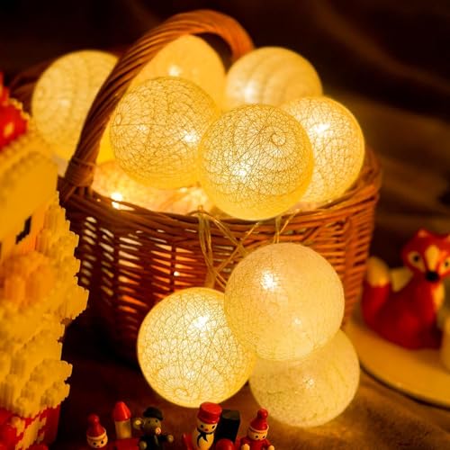 Baumwollkugeln Lichterkette Batterie,3M 20 LED Lichterkette Baumwollkugeln, 4cm Cotton Balls Lichterketten Innen Außen, Warmweiß Lichterketten Batteriebetrieben für Weihnachten, Kinderzimmer, Hochzeit Baumwollkugeln Lichterkette Batterie,3M 20 LED Lichterkette Baumwollkugeln, 4cm Cotton Balls Lichterketten Innen Außen, Warmweiß Lichterketten Batteriebetrieben für Weihnachten, Kinderzimmer, Hochzeit