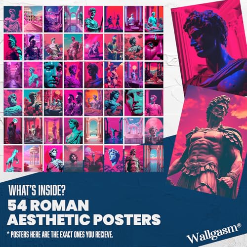 Image of Wallgasm Retro Roman-Inspired Poster Set - Set of 54, 4 x 6 Inches Posters for Room, Bedroom, Office, Wall Collage Kit