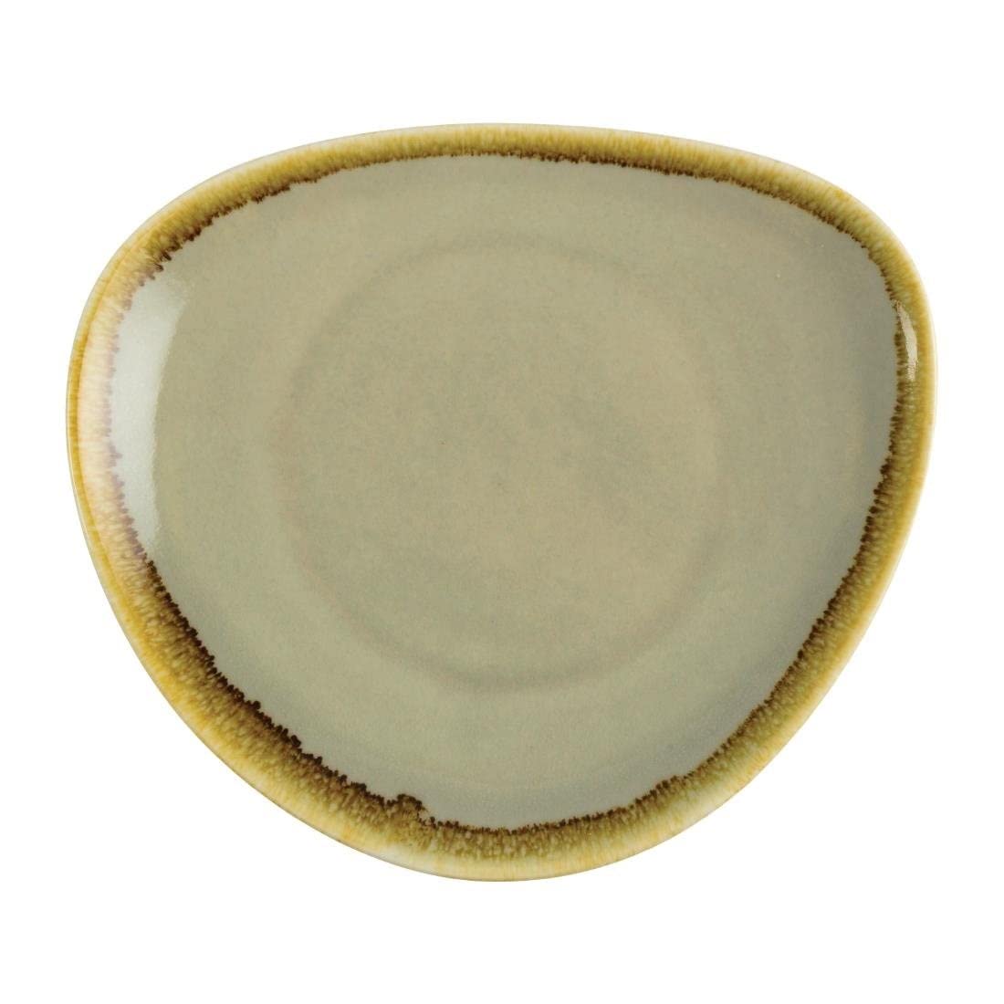 Olympia Kiln Triangular Plate Moss 165mm 65 Rimmed Kitchen Serving 6pc