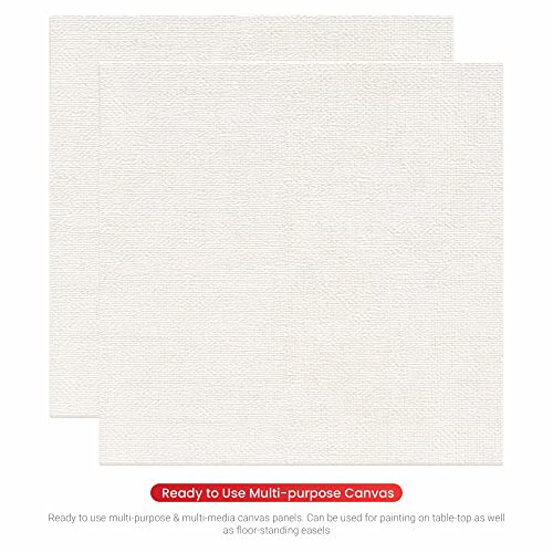 Image of Scholar Art Hobby Series 04 Oz (230 GSM) 100% Cotton Canvas Panel Board for Painting (White Blank Canvas Boards for Acrylic Paint, Oil Paint, Wet & Dry Media) | 05 inchx05 inch (12.5x12.5 cm), Pack of 12